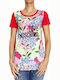 Moschino W4F9822E1257 Damen T-shirt Blumen Mehrfarbig