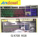 Andowl Q-K708 Gaming Πληκτρολόγιο με RGB φωτισμό (Αγγλικό US)