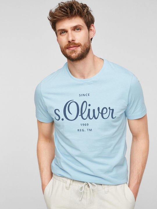 S.Oliver Men's Short Sleeve T-shirt Light Blue ...