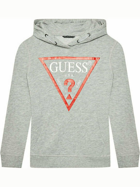 Guess Fleece Παιδικό Φούτερ με Κουκούλα Γκρι