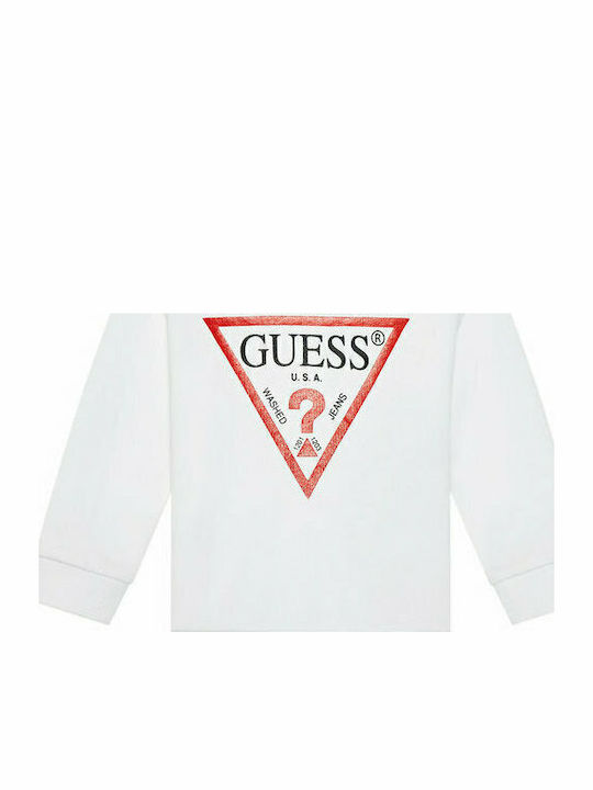 Guess Fleece Hanorac Copii Alb
