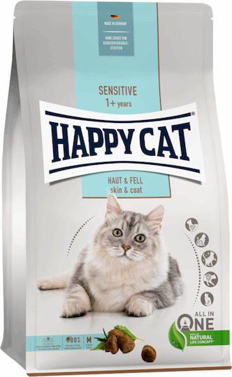 Happy Cat Sensitive Skin & Coat Ξηρά Τροφή χωρίς Γλουτένη για Ενήλικες Γάτες με Κοτόπουλο 1.3kg