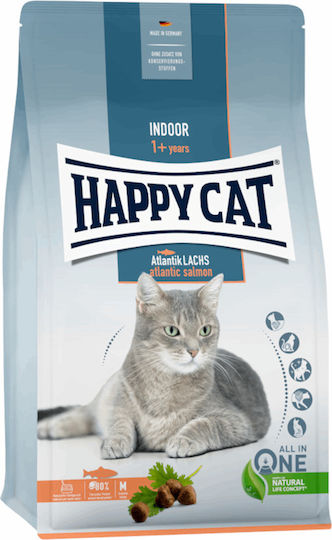 Happy Cat Indoor Atlantik-Lachs Ξηρά Τροφή για Ενήλικες Γάτες με Σολομό 1.3kg