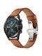 Butterfly Buckle Λουράκι Δερμάτινο Καφέ (Huawei Watch GT / GT2 (46mm) / Galaxy Watch 3 45mm / Amazfit GTR 47mm)