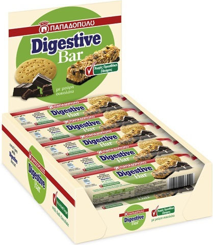 Papadopoulou Digestive Energy Bar Nuts With Dark Chocolate No Added Sugar (10x28gr)