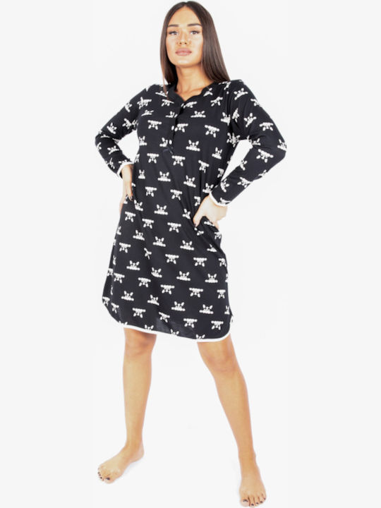 Zen Intimates Winter Women's Nightdress Black 83720