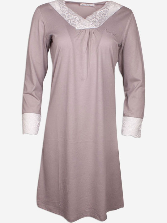 Pierre Cardin Winter Women's Nightdress Beige 7398