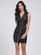 Summer Mini Evening Leather Black Dress