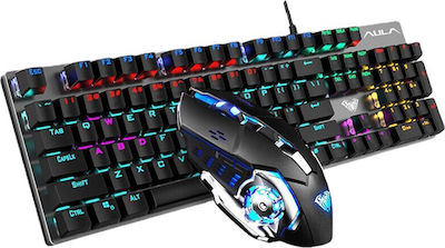 Aula T400 Gaming Keyboard Set with RGB lighting & Mouse (English US) Gray