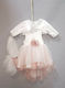 Carousel Rosa Taufset Kleidung mit Haar-Accessoires , Strickjacke & Kleid 3Stück