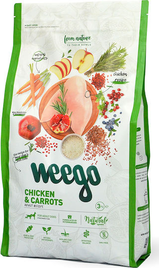 Weego Chicken & Carrots 3kg Dry Food with Few Grains for Adult Dogs with Chicken