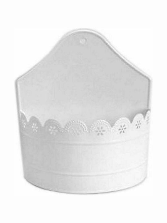 JK Home Decoration Ghiveci Metalic Alb 20x10x22εκ.