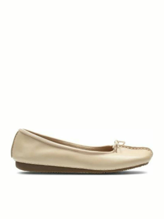 Clarks Leather Ballerinas Freckle Ice Beige