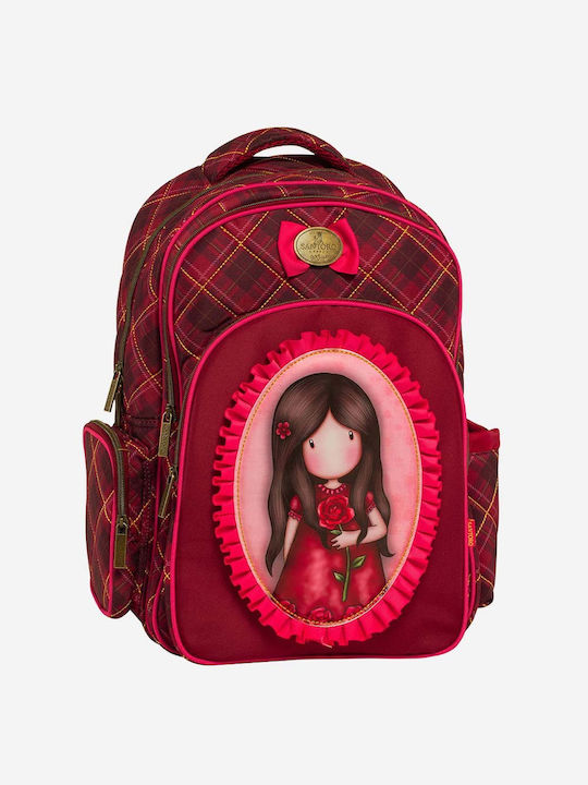 Santoro A Single Rose School Bag Backpack Elementary, Elementary in Red color L30 x W14 x H44cm