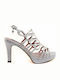 Pierre Cardin 0010 Leder Damen Sandalen in Silber Farbe