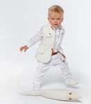 Baby u Rock Boys Linen Baptism Suit with Vest Έρως 6pcs White