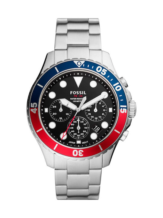 Fossil Battery Chronograph Watch with Metal Bracelet Silver