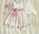 Lollipop Celebrations Rosa Taufset Kleidung mit Haar-Accessoires , Kleid & Strickjacke aus Spitze 3Stück