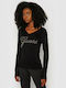 Guess Winter Women's Fleece Blouse Long Sleeve with V Neckline Black