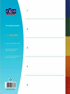 Exas Paper Plastic Divider for Documents A4 5 Subjects