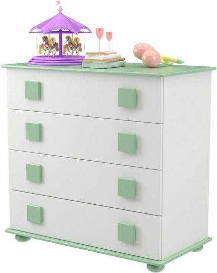 Jiovanni Dulap cu Sertare pentru Bebeluși cu 4 Sertare Albă 82x44x89cm