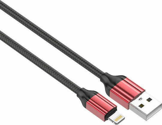 Ldnio LS431 Braided USB-A to Lightning Cable Red 1m