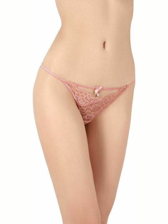 Milena by Paris Women's String with Lace Pink 007612-Rose