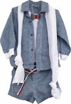 Nst Nastasia Boys Linen Baptism Suit Robert Frost 4pcs Blue