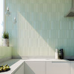 Ravenna In Lines Kitchen Wall / Bathroom Gloss Ceramic Tile 30x7.5cm Mint