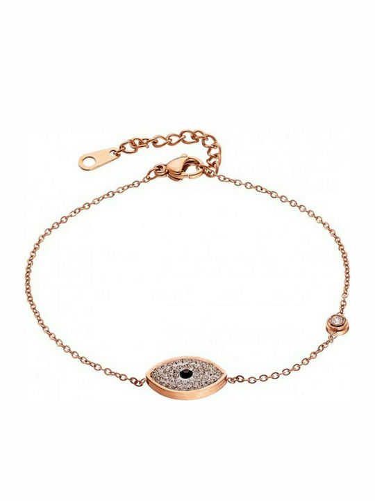 Oxzen Bracelet Chain with design Eye made of Steel Gold Plated with Zircon