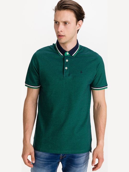 Jack & Jones Ανδρικό T-shirt Polo Πράσινο