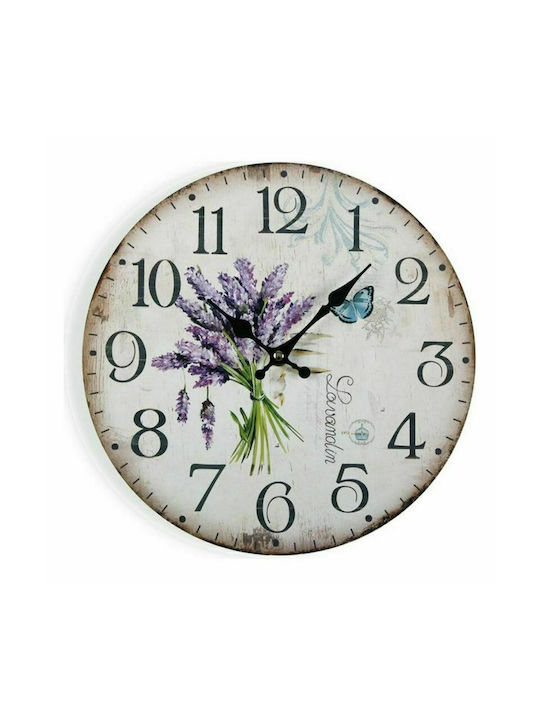 BigBuy Lavender Αντικέ Ρολόι Τοίχου Ξύλινο Εκρού 30cm