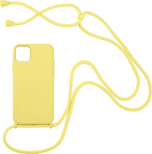 Sonique Carryhang Back Cover Σιλικόνης 0.5mm με Λουράκι Κίτρινο (iPhone 12 / 12 Pro)