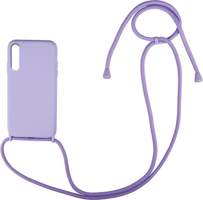 Sonique Carryhang Liquid Back Cover Silicone 0.5mm with Strap Lilac (Galaxy A50)