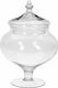 JK Home Decoration Φοντανιέρα Glas mit Deckel und Ständer 17x17x28cm Transparent