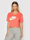 Nike Essential Damen Sportliches Crop Top Kurzärmelig Rosa