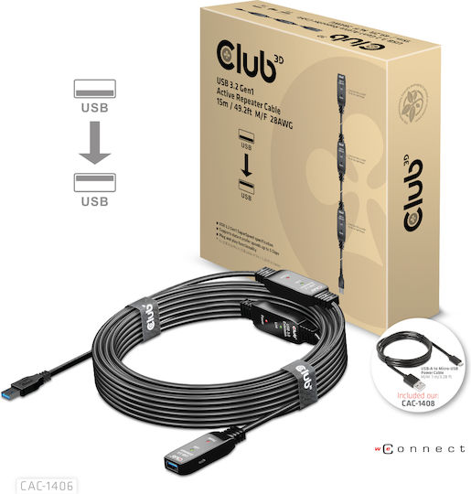 Club3D 15m USB 3.1 Cable A-Male to A-Female (CAC-1406)