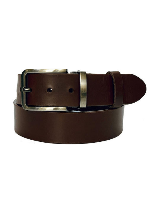 Men's Belt made of Genuine Leather of Excellent Quality 4cm Greek Made in Brown