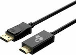 Powertech Kabel DisplayPort-Stecker - HDMI-Stecker 1.8m Schwarz (CAB-DP059)