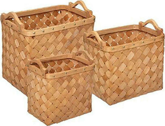 Atmosphera Set dekorative Körbe Rattan mit Griffen Braun 3Stück