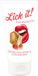 Lick It! Erotic Gel για Μασάζ με Άρωμα Sparkling Wine & Strawberry 50ml