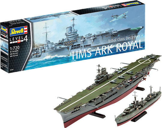 Revell HMS Ark Royal & Tribal Class Destroyer Фигура за Моделизъм Кораб 110 Части в Мащаб 1:720