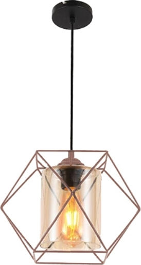 Geyer Iron Pendant Light Rose Gold Grid with Socket E27 20x21cm