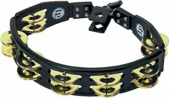 Latin Percussion LP175 Black Plastic Hi-Hat Tambourine with Double Row Jingles