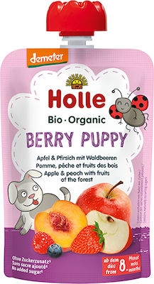 Holle Φρουτόκρεμα Berry Puppy Μήλο, Ροδάκινο & Φρούτα Του Δάσους για 8m+ 100gr