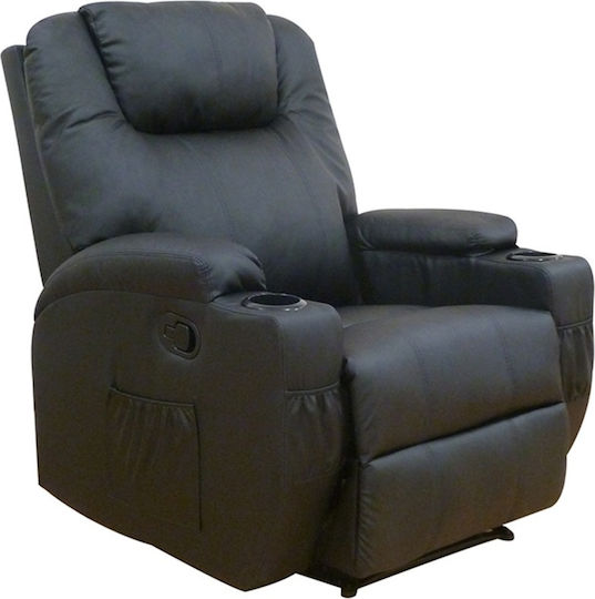 Vera Relaxsessel Friseurwaschbecken mit Fußhocker aus Kunstleder Black Velvet-Black Metal 84x93x104cm