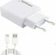 QIHANG Ladegerät mit USB-A Anschluss und Kabel USB-C 12W Weißs (Z59)