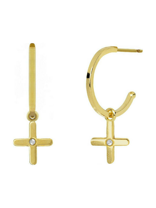 Victoria Cruz ARECA Earrings Hoops made of Silver Gold Plated with Stones