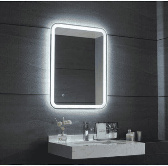 Gloria Rolan Ορθογώνιος Καθρέπτης Μπάνιου Led Αφής 60x80cm Μαύρος