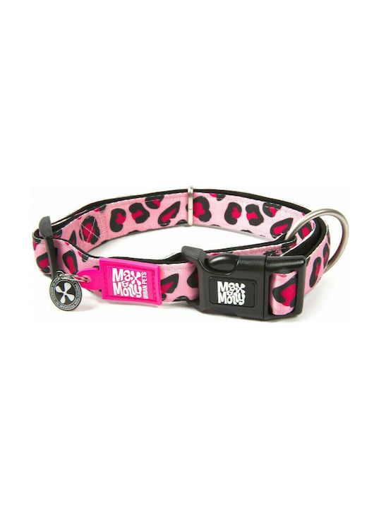 Max & Molly Leopard Pink Κολάρο Σκύλου σε Ροζ χρώμα Large 25mm x 39 - 62cm